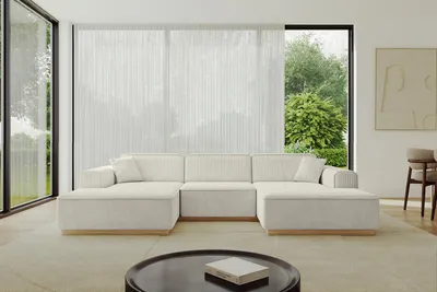 Produktbild von ALTDECOR Ecksofa in U-Form IREA-U1-v2 301x165x80 cm Cremeweiß Corner Sofa Bett Eckcouch Couch L-Form Wohnlandschaft Cauchsofa