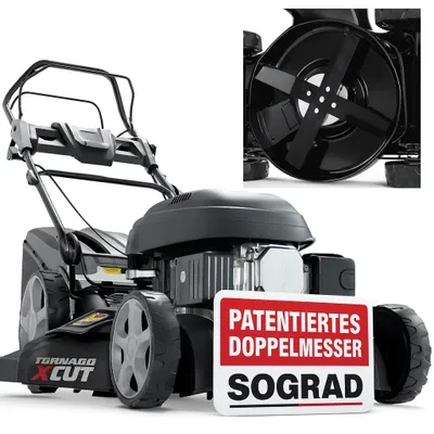 Produktbild von ONBEST TXC-3646 Rasenmäher Benzin | mit Antrieb | 46 cm Schnittbreite | 4,9 PS | Doppelmesser mit Sograd