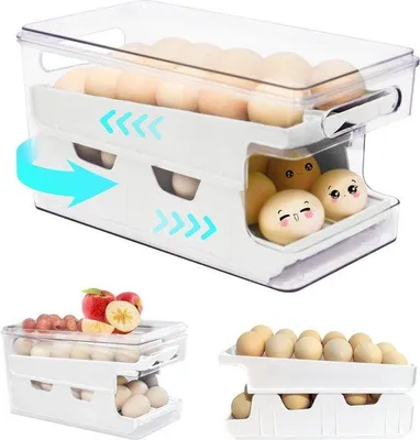 Produktbild von 24 Stück Automatischer Eierhalter Eierdispenser Organizer Kühlschrank