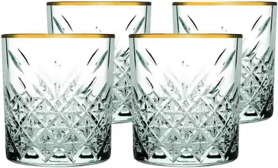 Produktbild von Pasabahce - Trinkglas - Timeless - mit goldenem Rand - transparent - Set von 4 S