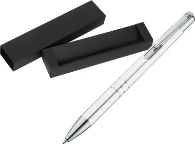 Produktbild von Kugelschreiber aus Metall / mit Pappetui / Farbe: weiß