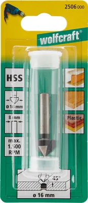 Obrázok produktu pre Wolfcraft záhlbník 16 mm HSS 2506000 rovná stopka 1 ks