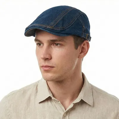 Produktbild von Schiebermütze Herren Damen Verstellbar Dunkelblau Denim M-L
