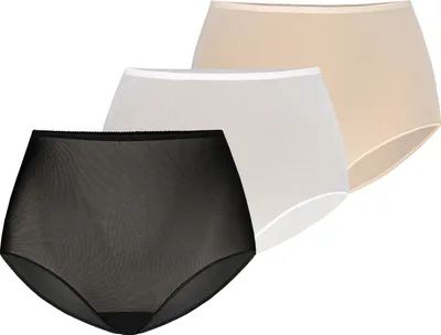 Produktbild von Teyli 3er Pack: Hohe Taille Mesh Slip Retro Female 306-3_bl-wh-be mehrfarbig XL