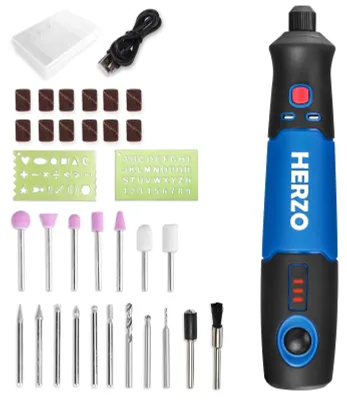 Immagine prodotto di Mini utensile rotante, regolazione continua della velocità, set completo di accessori, BLU