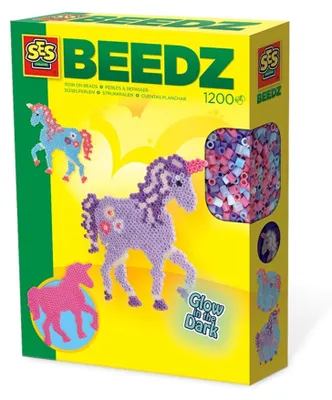 Produktbild von SES Creative 06115 Bügelperlen-Set Einhorn, Glow in the Dark, 1200 Perlen für leuchtende Motive, 1200 Stück(e), 5 Jahr(e), Mädchen, Kind, Einhorn, Mehrfarbig