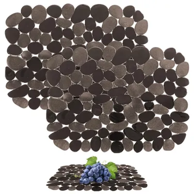 Spülbeckenmatten 2er-Pack, 30x40 cm, PVC, Grau