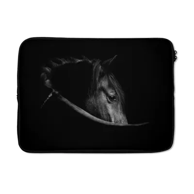 Produktbild von MuchoWow® Laptop Hülle 14 ZollPferde - Porträt - Schwarz - Tiere Laptoptasche - Laptoptasche - Stoßsicher - Schutzhaube