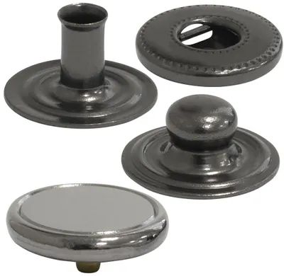 5 Druckknöpfe Ø 19 mm, Nickel, 4-teilig, für Kleidung & Taschen