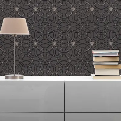 Produktbild von TADESSI Tapete Barock Samuel M1-No.308 Vliestapete Silber Schwarz Designtapete Wohnzimmer Schlafzimmer Küche