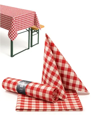 Tischdecken kariert 100% Baumwolle 60x60 cm 12 Stück rot-weiß
