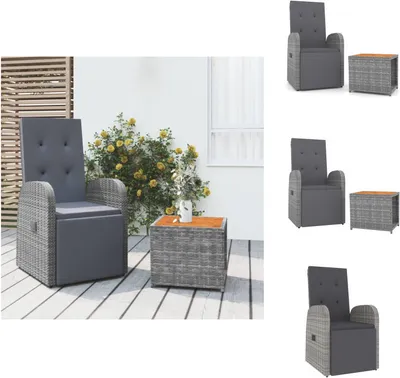 Produktbild von vidaXL 2-tlg. Garten-Lounge-Set Grau Poly Rattan & Massivholz Akazie -  Gartenmöbel-Sets