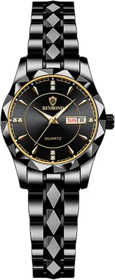 Produktbild von Watch Für Damen, 3ATM Wasserdicht Kalender diamantförmiges Analoge Quarz Paaruhren Damenuhren Edelstahlarmband Uhr mit leuchtende Zeiger