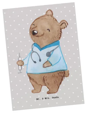 Produktbild von Mr. & Mrs. Panda Grußkarte Anästhesist Herz - Grau Pastell - Geschenk, einzelkarte, Anästhesie, Fotokarte, Krankenhaus, Ansichtskarten, Postkarten, nach Der OP, Postkarte