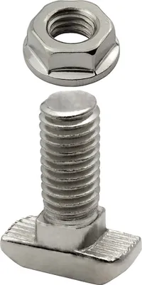 Produktbild von KLAK 40 - Hammerkopfschraube T-Schraube M8 20mm Nut 8 Aluprofil 40-er 1 Stück + Mutter