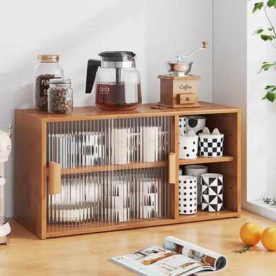 Produktbild von 360home Teeschrank Schrank Bambus Aufbewahrungsschrank Esszimmer und Büro A【cha67】