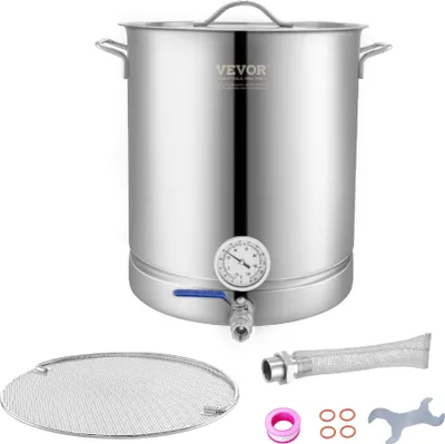 Obrázok produktu pre VEVOR systém na varenie piva 60.56 L pivovarská súprava na varenie piva 400 x 480 mm, systém na varenie piva z nehrdzavejúcej ocele s dvojitým zobrazením teploty, systém na varenie piva, vhodný pre pivá, červené vína atď.