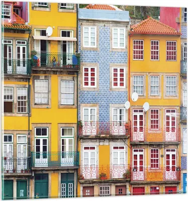 Produktbild von Bilder auf glas - Einteilig - Casas Ribeira Porto - 60x60cm - Glasbilder - Wandbilder - Bilder - zum Aufhängen bereit - Wanddekoration aus Glas - Glas Bilder - Wandbild auf Glas - GAC60x60-4249