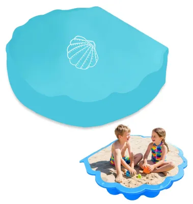 Produktbild von Sandkasten Muschel, rund, 100 x 15 cm, blau, mit Schutzabdeckung, für den Garten