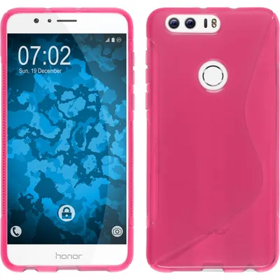 Produktbild von PhoneNatic Case kompatibel mit Huawei Honor 8 - pink Silikon Hülle S-Style + 2 Schutzfolien
