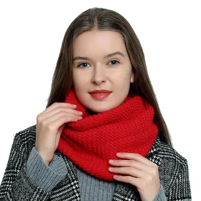 Produktbild von Warmer und weicher Damen Winter Schlauchschal Rundschal Strickmuster rot