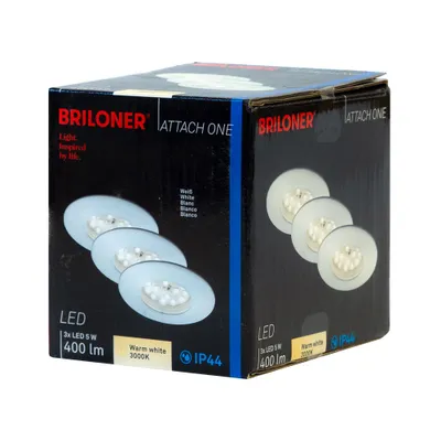 Zdjęcie produktu dla Lampy wpuszczane LED Zestaw 3 lamp wpuszczanych IP44 400 lumenów 5W biały Ø7,5 cm Briloner