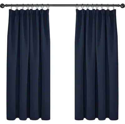 Produktbild von Blickdichte Thermogardinen Kälteschutz Kräuselband Dunkelblau 138x117cm 2er Set