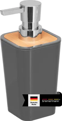 Produktbild von bremermann Seifenspender CALVI aus Bambus und Kunststoff | Füllmenge 320 ml grau