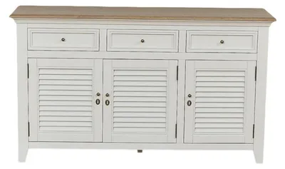 Produktbild von Buffet im Shabby-Chic-Stil, Eichenplatte, 3 Schubladen, 3 Türen