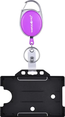 Produktbild von Ausweis Halter mit JoJo LILA ausziehbar mit GürtelClip Schlüsselring und Vinylstrap + Kartenhalter schwarz Schlüsselanhänger Schlüsselrolle Schlüsselanhänger Schlüsselband für Ausweise Schlüsselkarten