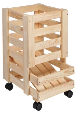 Obrázek produktu pro Dřevěný regál na ovoce a zeleninu na kolečkách