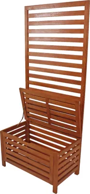Produktbild von Jardinion Sichtschutz-Bank Truhe Eukalyptus Gartentruhe 45x 80 x 180 Braun, Sitzbank, Holzbank, Gartenbank, Sichtschutztruhe, Gartenmöbel