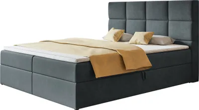 Produktbild von Boxspringbett ROMA mit 2 Bettkästen, Polsterbett Maße: 120x200, Farbe: Dunkelgrau, Velourstoff, Doppelbett mit Bonell-Matratze