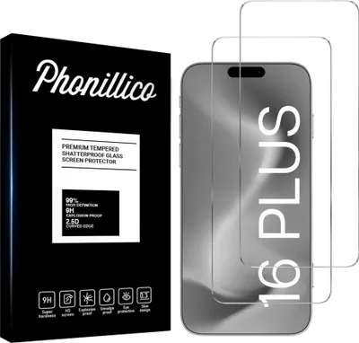 Image de Verre trempé pour iPhone 16 PLUS [2 pièces] Film de protection d'écran anti-rayures verre résistant Phonillico®