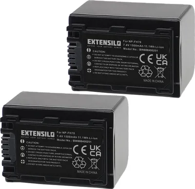 Produktbild von EXTENSILO 2x Akku kompatibel mit Sony HDR-SR11, HDR-SR10E, HDR-SR11E, HDR-SR10D, HDR-SR10/E, HDR-SR11/E, HDR-SR10 Kamera (1500 mAh, 7,4 V, Li-Ion)