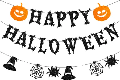 Produktbild von Halloween Girlande Set mit Kürbis Geist, Banner Halloween Dekoration Indoor Outdoor, Halloween Party Dekoration Horror Party und Garten