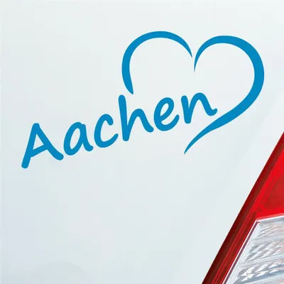 Produktbild von Auto Aufkleber Aachen Herz Stadt City Love Liebe Heart 15,5x8 cm Hellblau Sticker Heckscheibenaufkleber