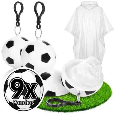 Produktbild von com-four® 9x Regenponcho in Fußballkugel, Notfallponcho für EM, WM, Stadion