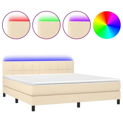 Produktbild von Boxspringbett mit Matratze & LED Creme 180x200 cm Stoff