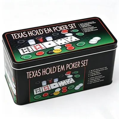 Produktbild von Elzusha – Poker-Set in einer Metalldose mit 200 Chips und Spielmatte