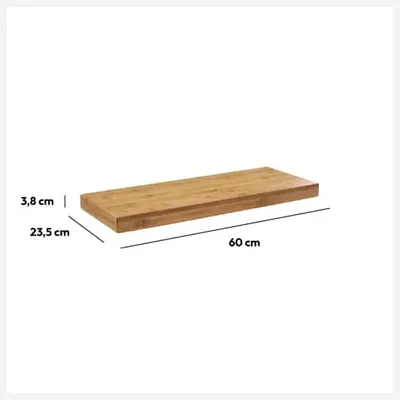 Produktbild von Wandregal aus Bambus, schwebend, 80 cm, mit unsichtbaren Befestigungen, für die Küche