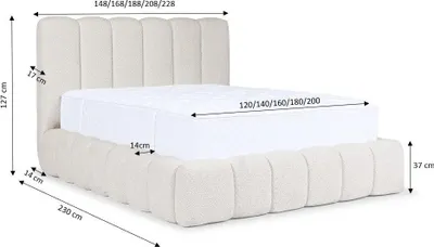 Produktbild von YOURHOUSE24 Polsterbett Cande mit Bettkasten und Metallrahmen (Farbe: Catch me 01, Größe: 140x200 cm)