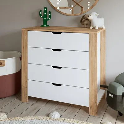 Immagine prodotto di Pastena - Cassettiera, 90x42x85h cm Marrone Rovere, 4 Cassetti