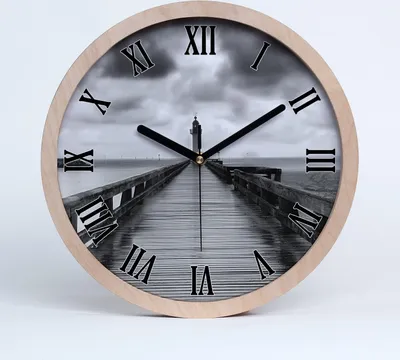 Produktbild von Holzuhr 30fi cm wanduhr - schwarze Spitzen - Leuchtturm