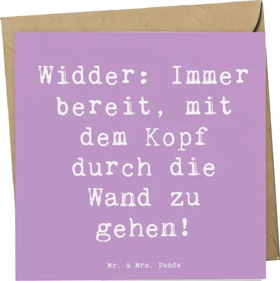 Produktbild von Mr. & Mrs. Panda Klappkarte Spruch Widder Power - Lavendeltraum - Geschenk, Geschenke Astrologie, Mut, doppelkarte, Glückwunschkarte, Sternzeichen, Herausforderung