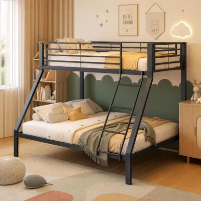 Produktbild von Etagenbett Metall 90/140 x 200 cmFamilienbett & Stockbett mit Rausfallschutz, Stabile Konstruktion, Geräuscharm, für Kinder, Jugendliche & Erwachsene