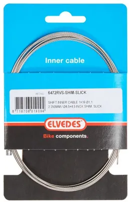 Produktbild von Schaltzug Innen Elvedes 2250 mm 7×7-Stränge Edelstahl Slick ø1,1 mm mit N-Nippel ø4×4 mm (Karton mit 50 Stück) - Silber