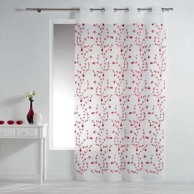 Obrázok produktu pre Záves PETIT FLEUR s pútkami, 140 x 240 cm, bielo-červený