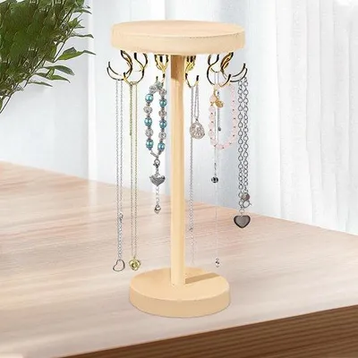 Produktbild von Holzschmuckhalter mit 12 Haken für Schmuckketten und Armbänder