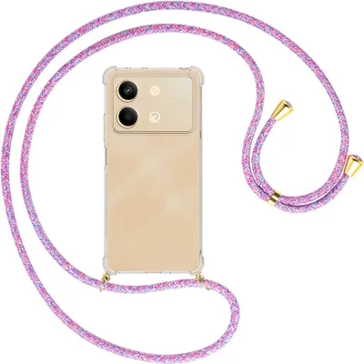 Produktbild von Handykette Backcover-Schutzhülle mit Band (Metall goldfarben) für Xiaomi Redmi Note 13 Pro 5G - lila/rosa/blau